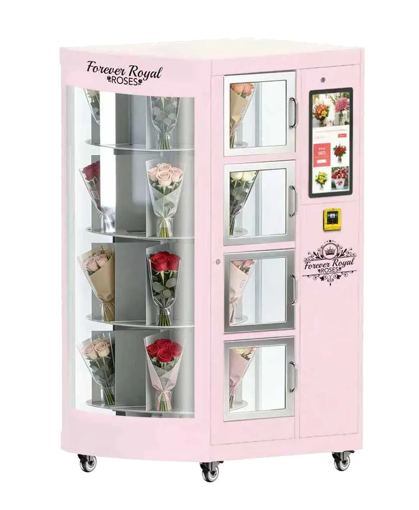 Rotating door flower vending machine